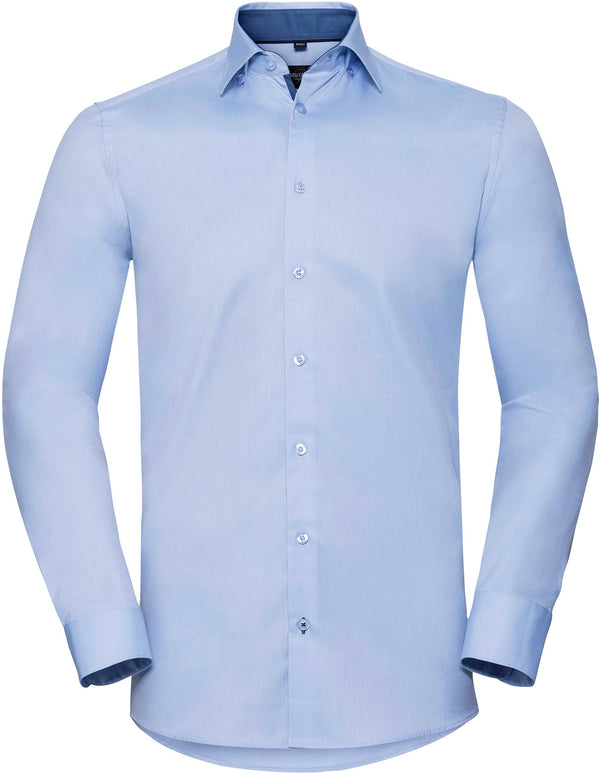 Camisa de manga comprida Herringbone-Light Azul / Mid Azul / Bright Azul Marinho-S-RAG-Tailors-Fardas-e-Uniformes-Vestuario-Pro