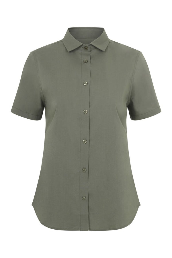 Camisa de manga curta elástica para mulher-Verde Oliva Claro - 35-XS-RAG-Tailors-Fardas-e-Uniformes-Vestuario-Pro