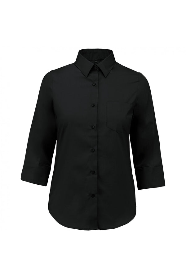 Camisa de senhora Mariana de mangas 3/4-Preto-XS-RAG-Tailors-Fardas-e-Uniformes-Vestuario-Pro