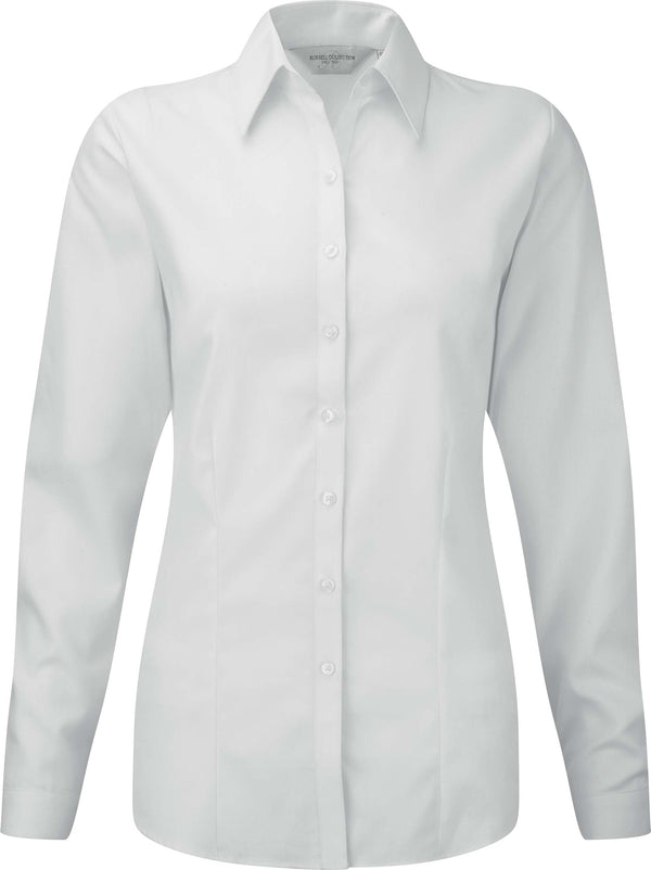 Camisa de senhora de manga comprida Herringbone-Branco-XS-RAG-Tailors-Fardas-e-Uniformes-Vestuario-Pro