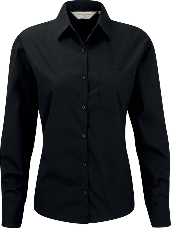 Camisa de senhora de manga comprida - não precisa passar a ferro-Preto-XS-RAG-Tailors-Fardas-e-Uniformes-Vestuario-Pro