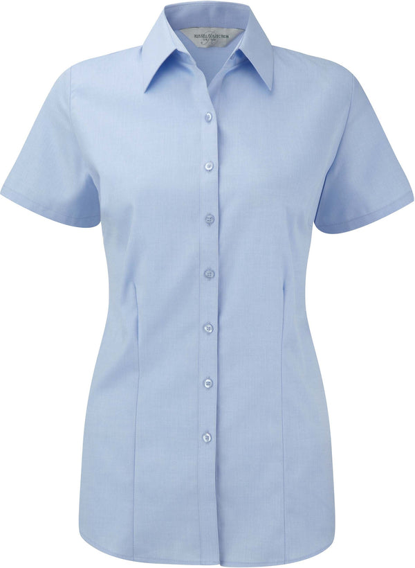 Camisa de senhora de manga curta Herringbone-Light Azul-XS-RAG-Tailors-Fardas-e-Uniformes-Vestuario-Pro