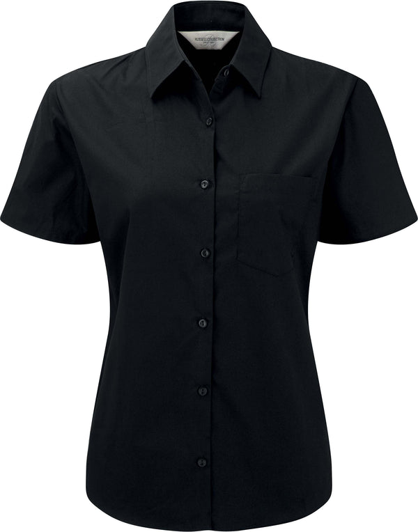 Camisa de senhora de manga curta em popeline-Preto-XS-RAG-Tailors-Fardas-e-Uniformes-Vestuario-Pro