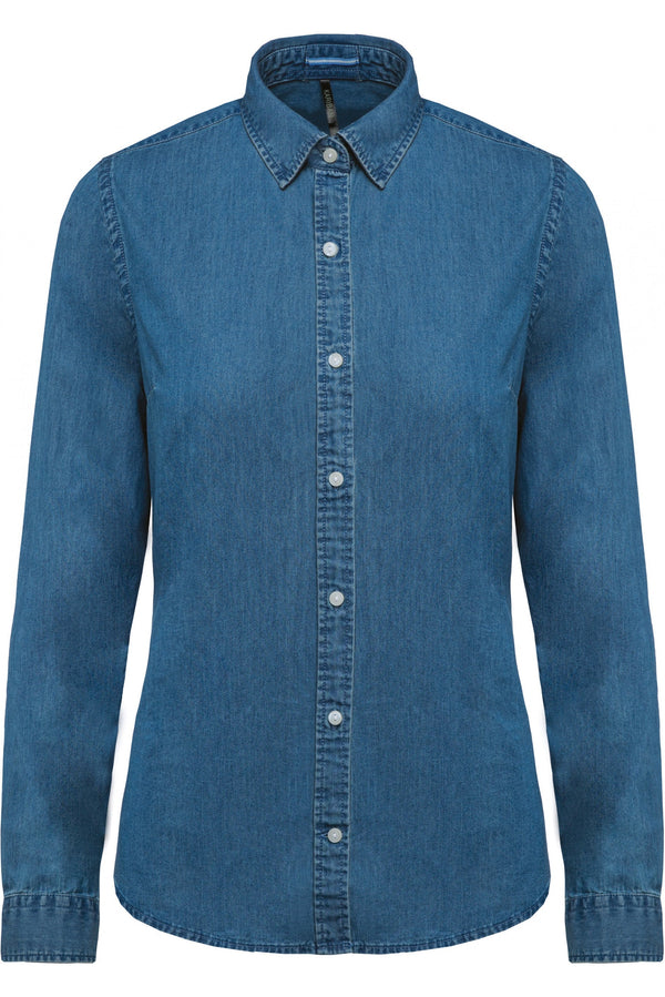 Camisa de senhora em denim-Chambray Azul-XS-RAG-Tailors-Fardas-e-Uniformes-Vestuario-Pro