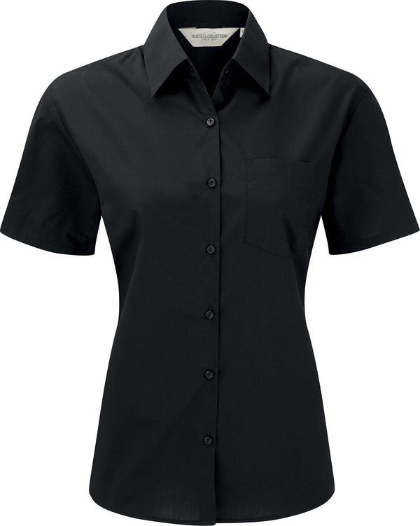 Camisa de senhora em popeline de manga curta-Preto-XS-RAG-Tailors-Fardas-e-Uniformes-Vestuario-Pro