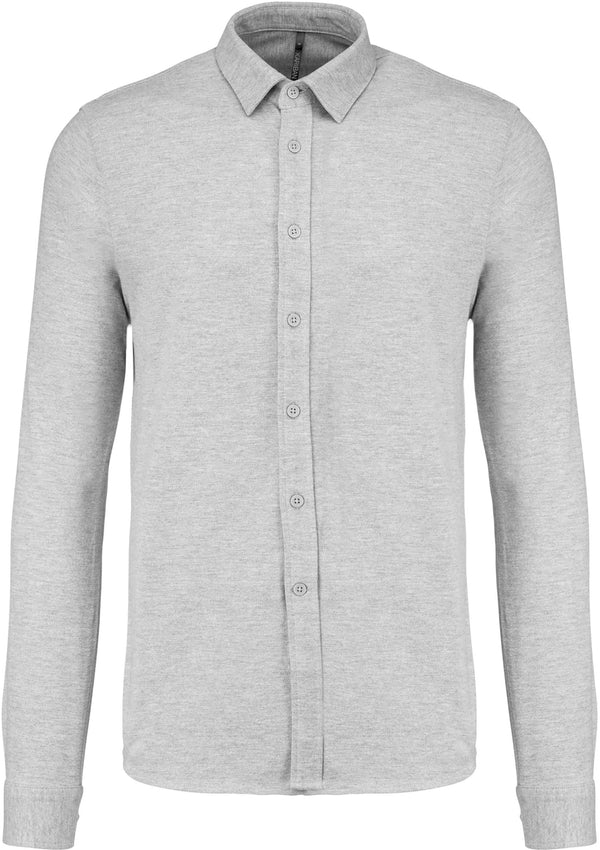 Camisa em malha piqué de manga comprida-Oxford Grey-S-RAG-Tailors-Fardas-e-Uniformes-Vestuario-Pro