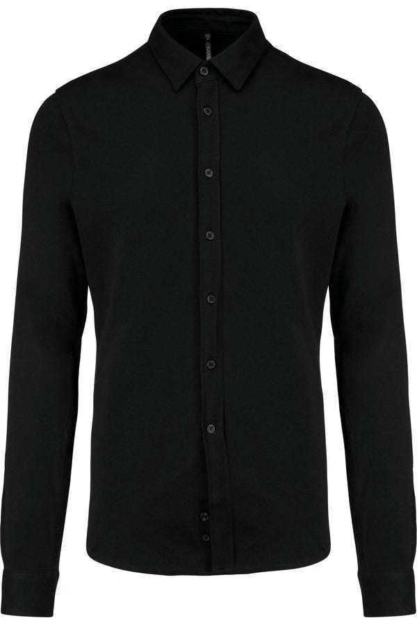 Camisa em malha piqué de manga comprida-Preto-S-RAG-Tailors-Fardas-e-Uniformes-Vestuario-Pro