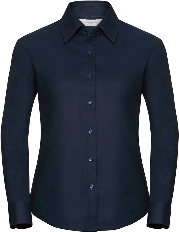 Camisa oxford de senhora de manga comprida Itália-Bright Azul Marinho-XS-RAG-Tailors-Fardas-e-Uniformes-Vestuario-Pro