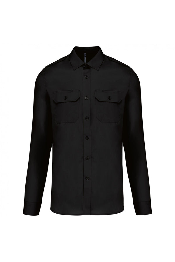 Camisa piloto de homem de manga comprida-Preto-S-RAG-Tailors-Fardas-e-Uniformes-Vestuario-Pro