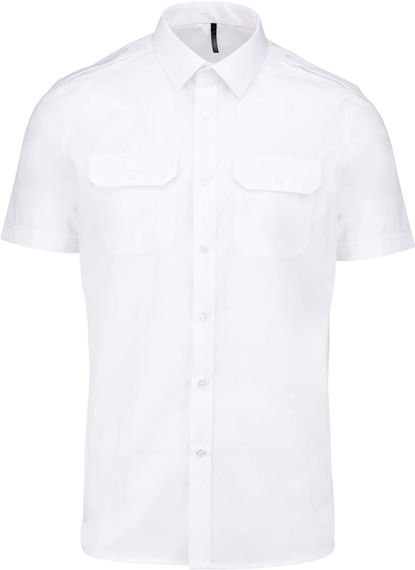 Camisa piloto de homem de manga curta-Branco-S-RAG-Tailors-Fardas-e-Uniformes-Vestuario-Pro