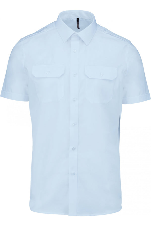 Camisa piloto de homem de manga curta-Sky Azul-S-RAG-Tailors-Fardas-e-Uniformes-Vestuario-Pro