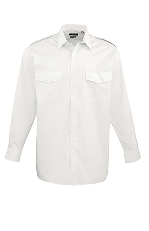 Camisa piloto de manga comprida-Branco-S/M (38 (15))-RAG-Tailors-Fardas-e-Uniformes-Vestuario-Pro