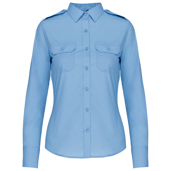 Camisa piloto de senhora de manga comprida-Azul Céu-S-RAG-Tailors-Fardas-e-Uniformes-Vestuario-Pro