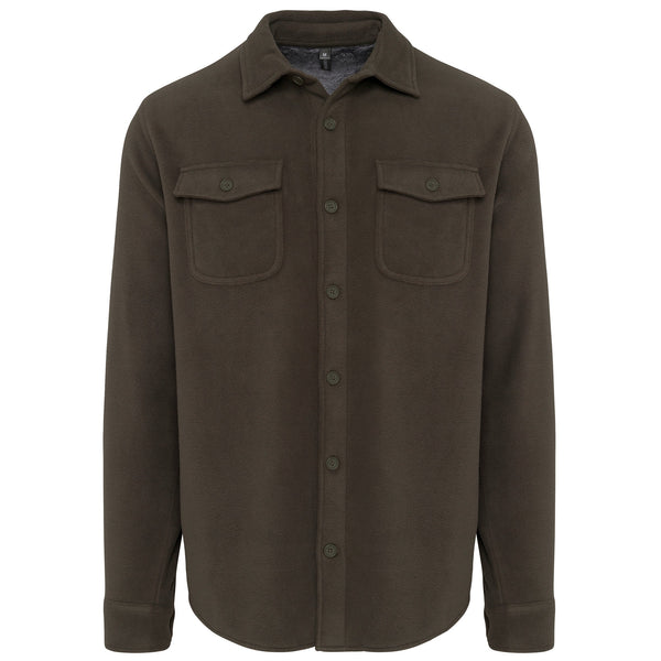 Camisa polar com forro em sherpa-Dark Khaki / Storm Grey-S-RAG-Tailors-Fardas-e-Uniformes-Vestuario-Pro