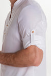Camisa unissexo estilo ibicenco com botões de madeira-RAG-Tailors-Fardas-e-Uniformes-Vestuario-Pro