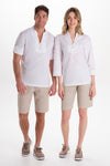 Camisa unissexo estilo ibicenco com botões de madeira-RAG-Tailors-Fardas-e-Uniformes-Vestuario-Pro