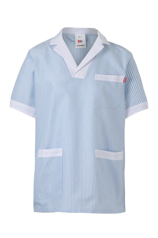 Camisola Estilo Pijama Às Riscas de Manga Curta-AZUL CELESTE - 05-XS-RAG-Tailors-Fardas-e-Uniformes-Vestuario-Pro