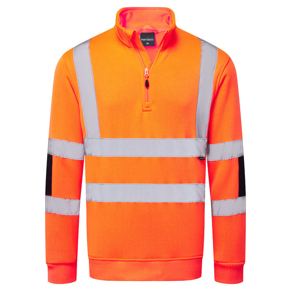 Camisola Iona Enhanced de alta visibilidade com meio fecho de correr-Laranja-S-RAG-Tailors-Fardas-e-Uniformes-Vestuario-Pro