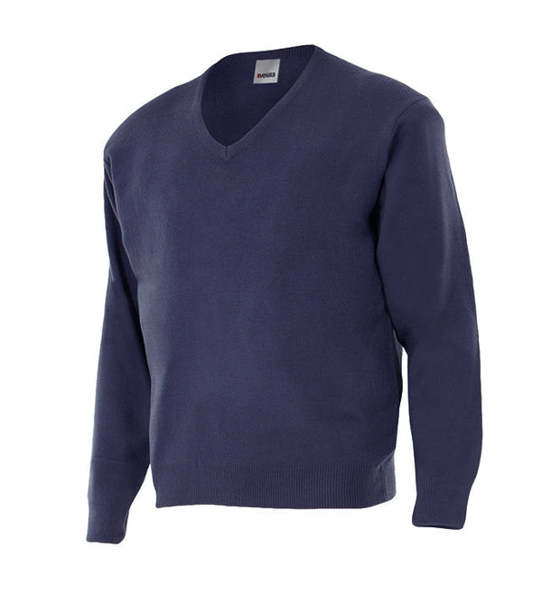 Camisola de Ponto Fino com Gola em Bico-Azul Marinho-S-RAG-Tailors-Fardas-e-Uniformes-Vestuario-Pro