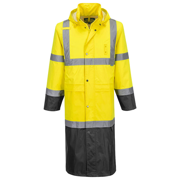 Capa de chuva com contraste Hi-Vis 122cm-Amarelo/preto-S-RAG-Tailors-Fardas-e-Uniformes-Vestuario-Pro