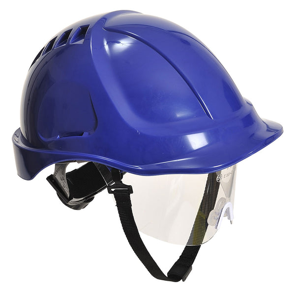 Capacete de Segurança Endurance Plus com Viseira Retrátil Incolor (PW54)-Azul-Único-RAG-Tailors-Fardas-e-Uniformes-Vestuario-Pro