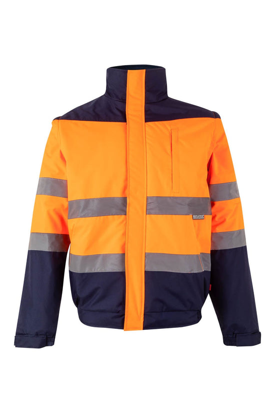 Casaco Acolchoado Bicolor c/ Capuz e Manga Destacável ALTA VISIBILIDADE-Laranja/Marinho-S-RAG-Tailors-Fardas-e-Uniformes-Vestuario-Pro