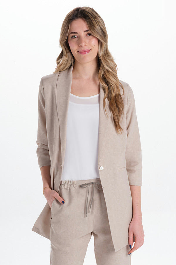 Casaco Levita de Senhora Manga 3/4 Franzida-Bege - 418-XS / (SP)-RAG-Tailors-Fardas-e-Uniformes-Vestuario-Pro