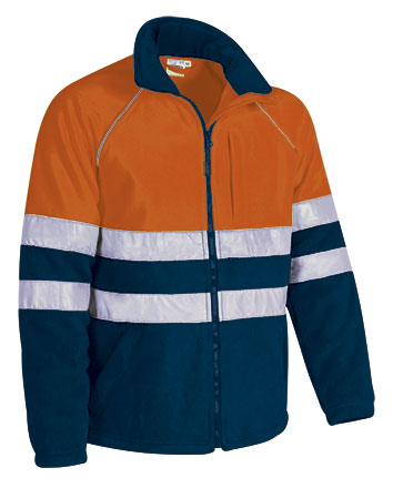 Casaco Polar de Alta Visibilidade Coruña-Laranja Flor/Azul Marinho-S-RAG-Tailors-Fardas-e-Uniformes-Vestuario-Pro