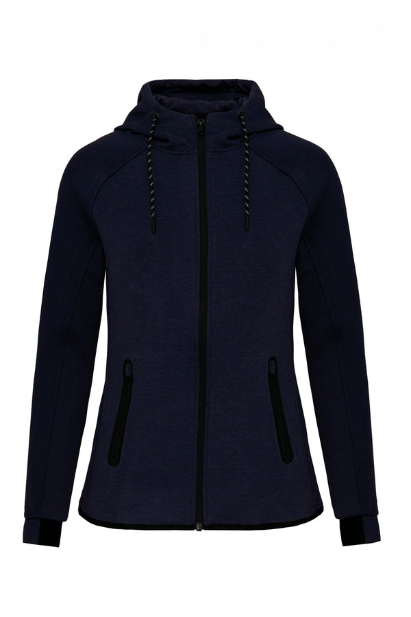 Casaco com capuz performance de senhora-French Navy Heather-XS-RAG-Tailors-Fardas-e-Uniformes-Vestuario-Pro
