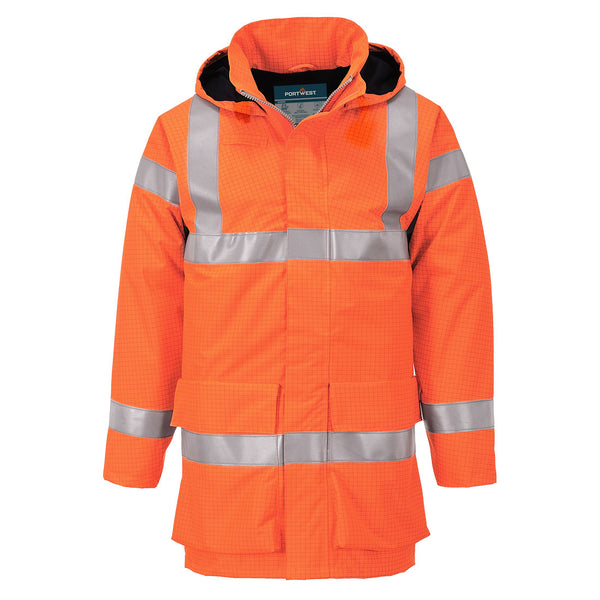 Casaco de Chuva Leve Ignífugo Bizflame de Alta Visibilidade-Laranja-S-RAG-Tailors-Fardas-e-Uniformes-Vestuario-Pro