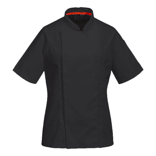 Casaco de Cozinha de Mulher Manga Curta MeshAir Pro-Preto-XS-RAG-Tailors-Fardas-e-Uniformes-Vestuario-Pro