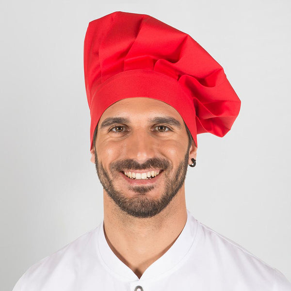 Chapéu Chef Francês com Velcro-Vermelho-Único-RAG-Tailors-Fardas-e-Uniformes-Vestuario-Pro