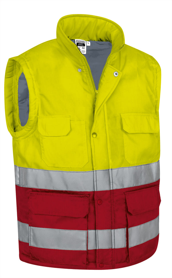 Colete Acolchoado de Alta Visibilidade Abakan-Amarelo Flúor / Vermelho Lótus-XXL-RAG-Tailors-Fardas-e-Uniformes-Vestuario-Pro