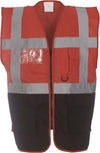 Colete Alta-Visibilidade c/ Bolsos BICOLOR ( 1/2 )-Vermelho/Preto-S-RAG-Tailors-Fardas-e-Uniformes-Vestuario-Pro