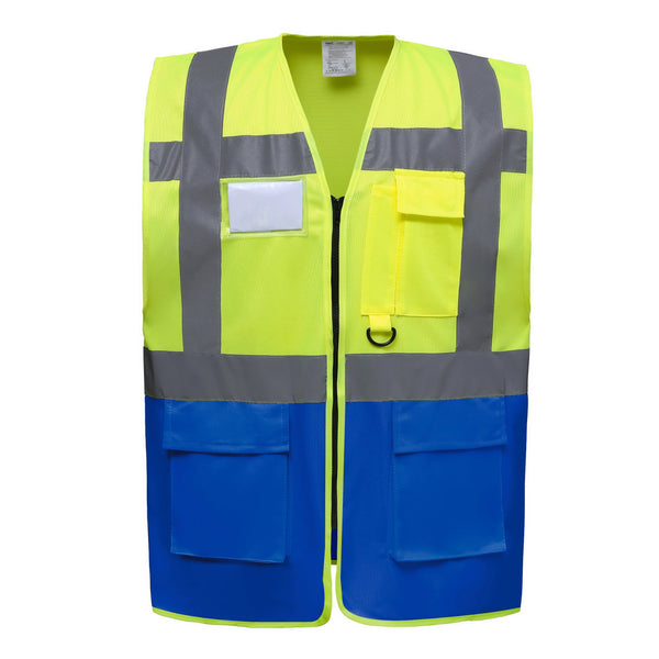 Colete Alta-Visibilidade c/ Bolsos BICOLOR-Amarelo/Azul Royal-S-RAG-Tailors-Fardas-e-Uniformes-Vestuario-Pro