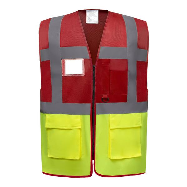 Colete Alta-Visibilidade c/ Bolsos BICOLOR-Vermelho/Amarelo-S-RAG-Tailors-Fardas-e-Uniformes-Vestuario-Pro