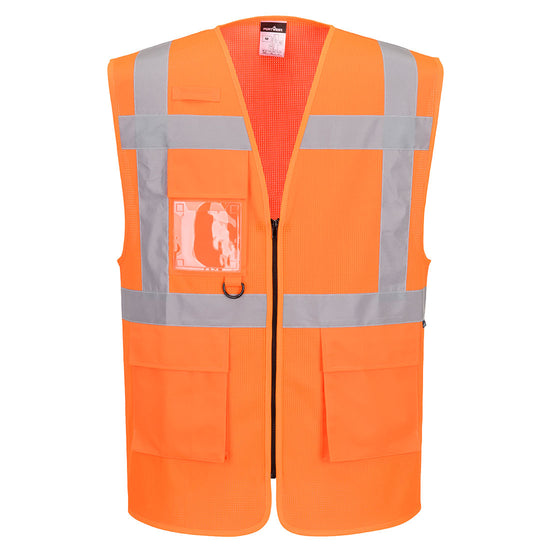 Colete Executivo Essential em Malha de Alta Visibilidade-Laranja-XS-RAG-Tailors-Fardas-e-Uniformes-Vestuario-Pro