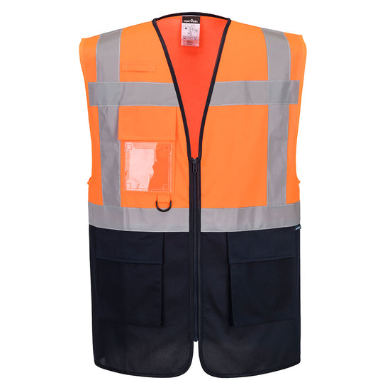 Colete Executivo de Contraste de Alta Visibilidade Essential-Laranja/marinho-XS-RAG-Tailors-Fardas-e-Uniformes-Vestuario-Pro