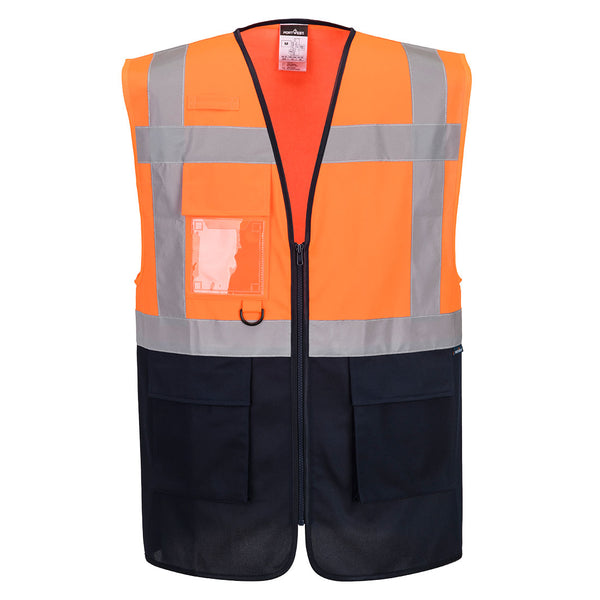 Colete Executivo de Contraste de Alta Visibilidade Essential-Laranja/marinho-XS-RAG-Tailors-Fardas-e-Uniformes-Vestuario-Pro