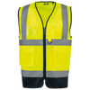 Colete de Alta Visibilidade Reciclado com Fecho Unissexo-Amarelo Hi Viz / Azul Marinho-XS-RAG-Tailors-Fardas-e-Uniformes-Vestuario-Pro
