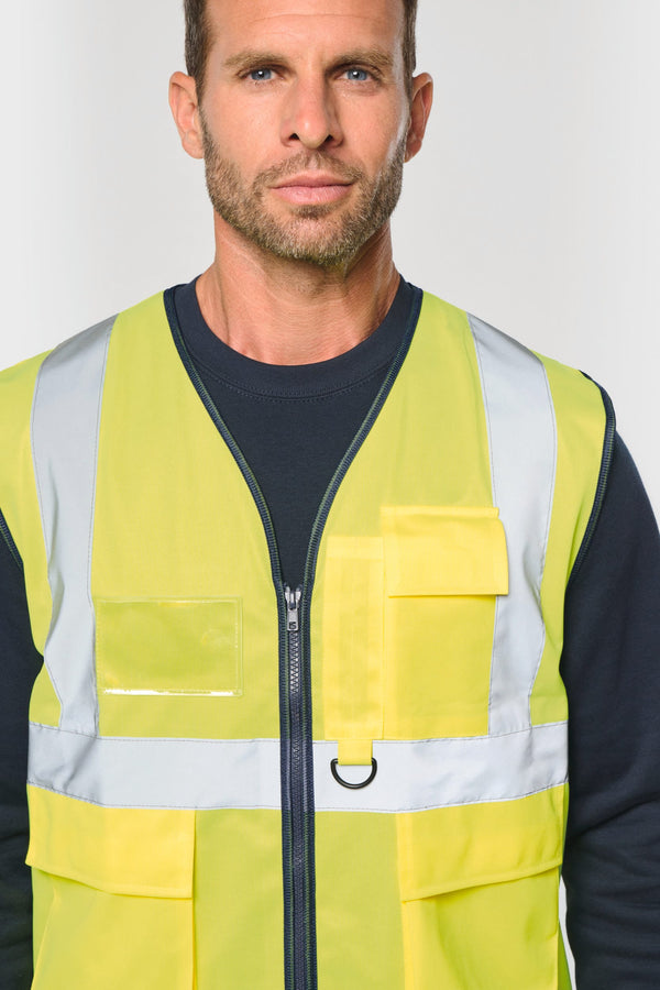Colete de Alta Visibilidade Reciclado com Fecho Unissexo-RAG-Tailors-Fardas-e-Uniformes-Vestuario-Pro