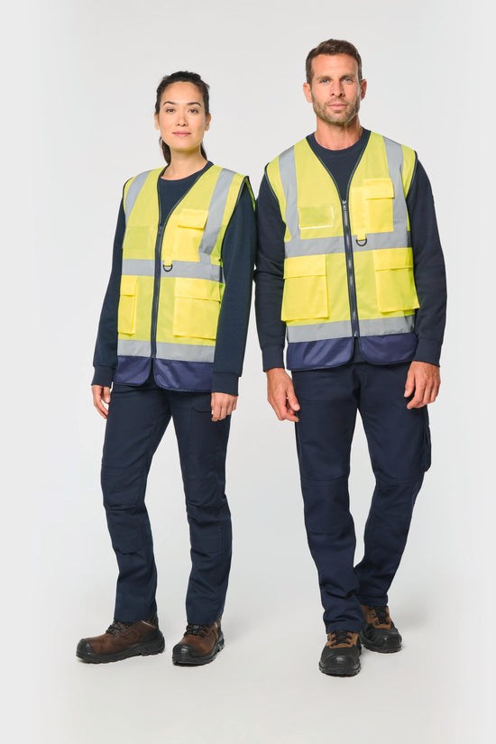 Colete de Alta Visibilidade Reciclado com Fecho Unissexo-RAG-Tailors-Fardas-e-Uniformes-Vestuario-Pro