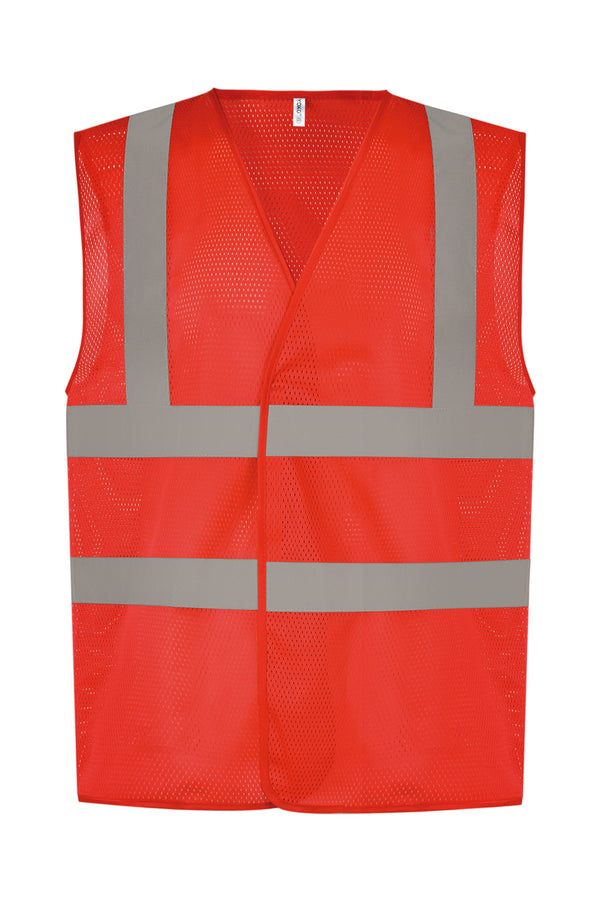 Colete de alta visibilidade de malha perfurada.-Vermelho-M-RAG-Tailors-Fardas-e-Uniformes-Vestuario-Pro