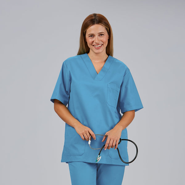 Conjunto Pijama Cirúrgico Unissexo Palermo-Celeste - 107-XXS-RAG-Tailors-Fardas-e-Uniformes-Vestuario-Pro