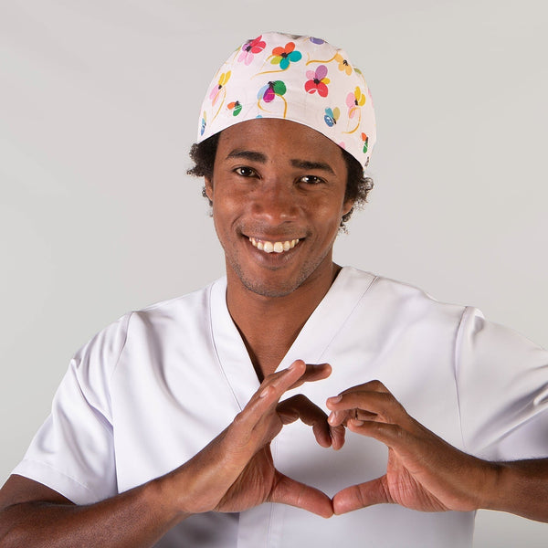 Gorro Cirúrgico em Microfibra Flor Arco Íris-C/tiras-Único-RAG-Tailors-Fardas-e-Uniformes-Vestuario-Pro
