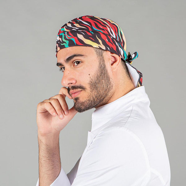 Gorro de Pirata Unissexo - Bandana - Estampado-Chamas - 5117-Único-RAG-Tailors-Fardas-e-Uniformes-Vestuario-Pro