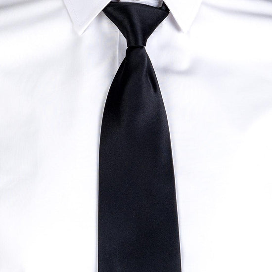 Gravata Acetinada c\Clip-Preto-Único-RAG-Tailors-Fardas-e-Uniformes-Vestuario-Pro