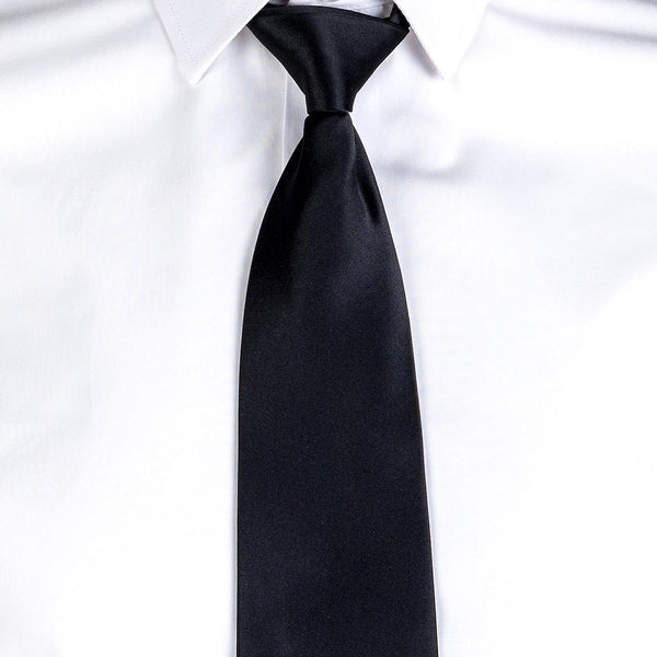 Gravata Acetinada c\Clip-Preto-Único-RAG-Tailors-Fardas-e-Uniformes-Vestuario-Pro