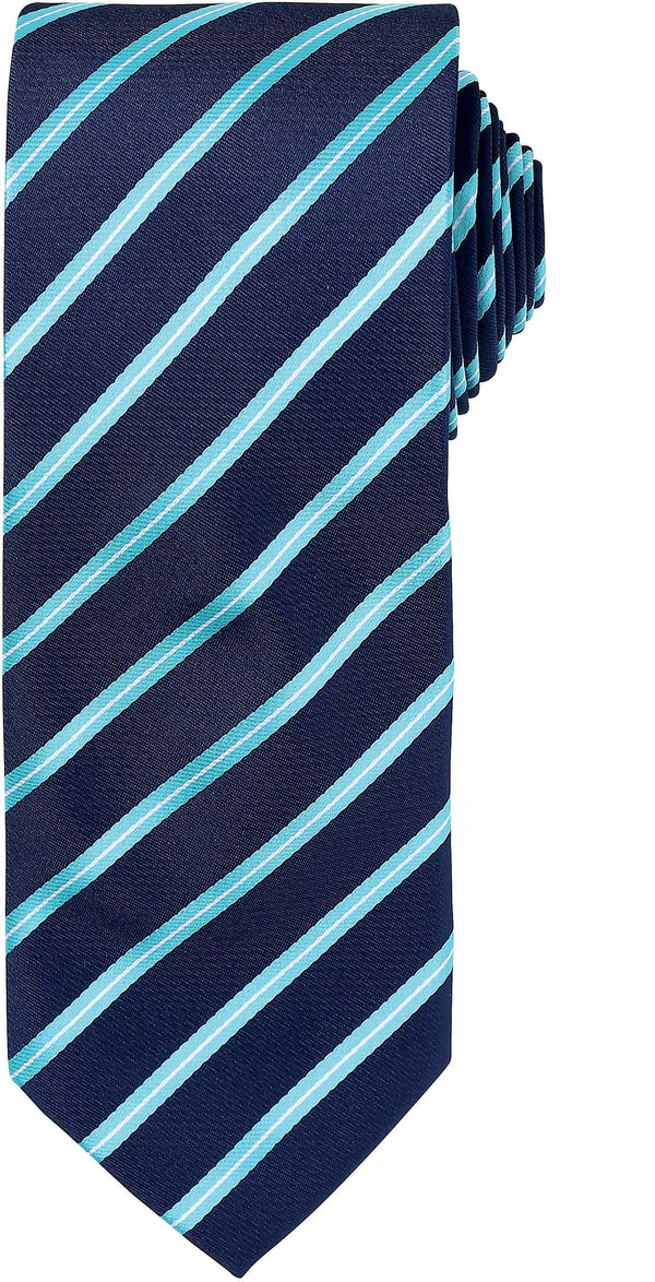Gravata "Sports Stripe"-Azul Marinho / Turquoise-Único-RAG-Tailors-Fardas-e-Uniformes-Vestuario-Pro