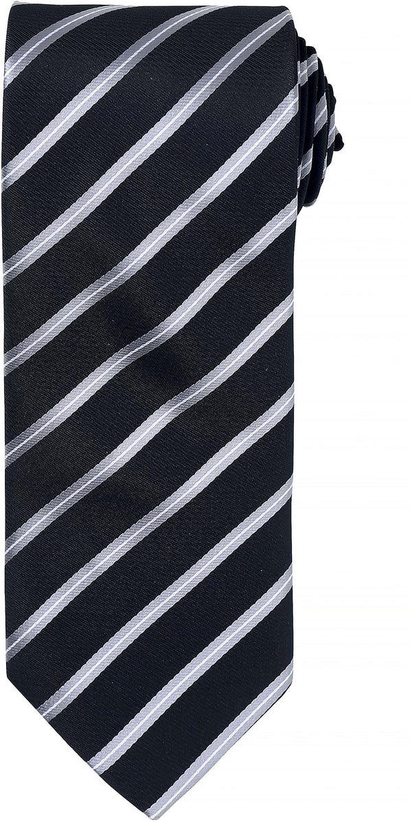 Gravata "Sports Stripe"-Preto / Silver-Único-RAG-Tailors-Fardas-e-Uniformes-Vestuario-Pro